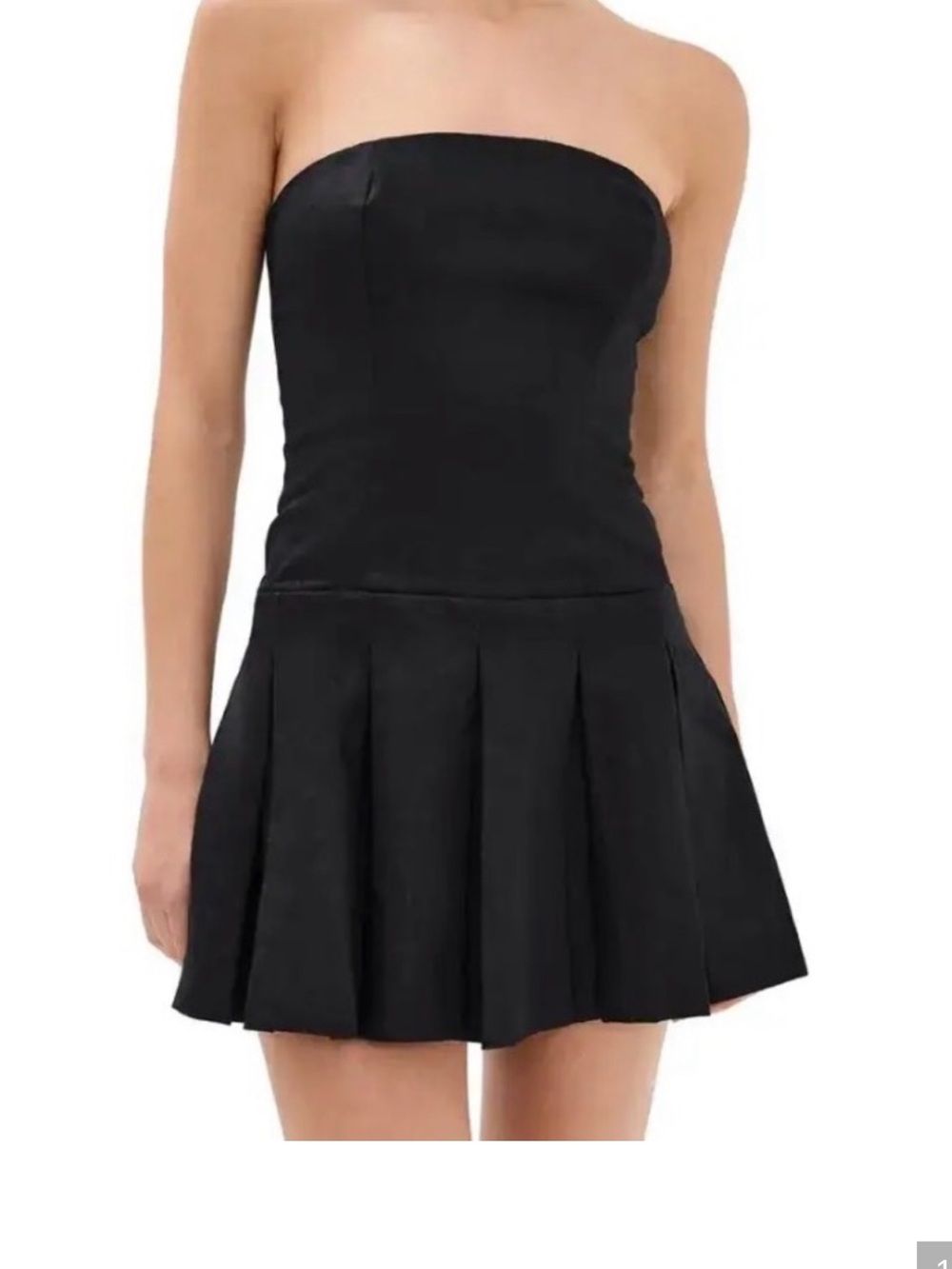 Reformation Strapless Black Pleated Mini Dress